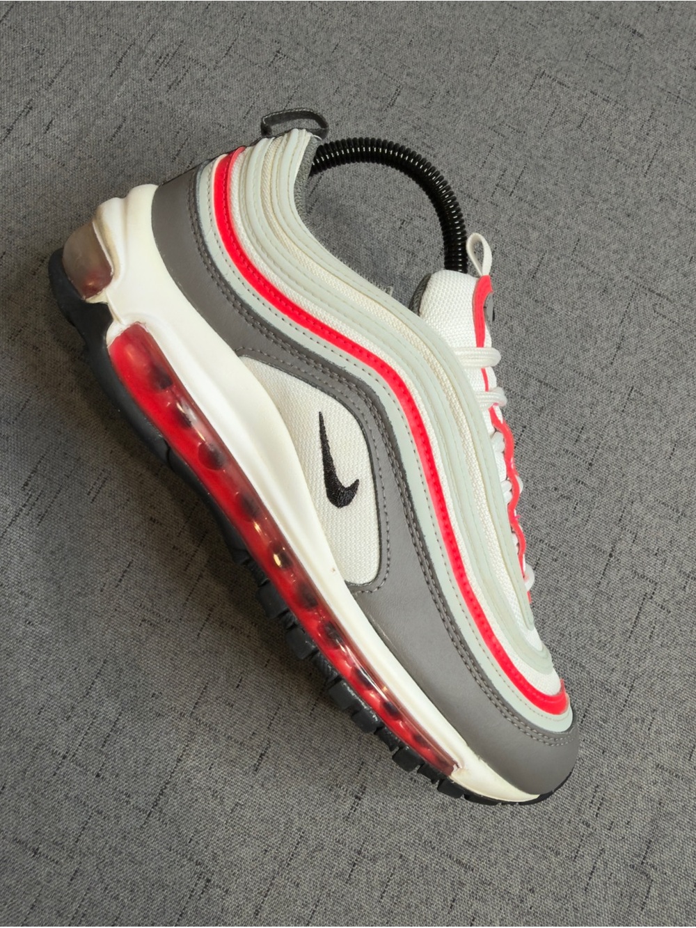Nike Air Max 97 GS White Gray Red Running Shoes Youth Size 6Y Women 7.5